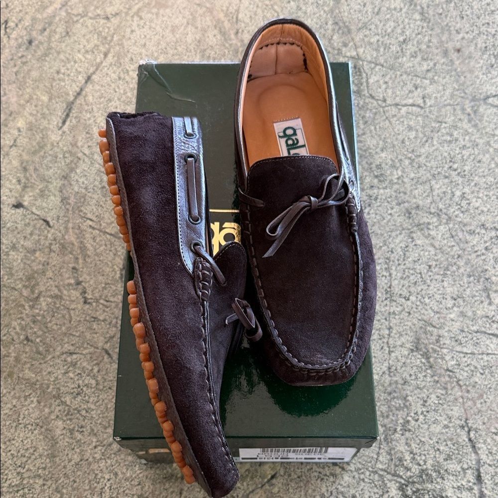 New Gala Italy Dark Brown Suede Loafers 8